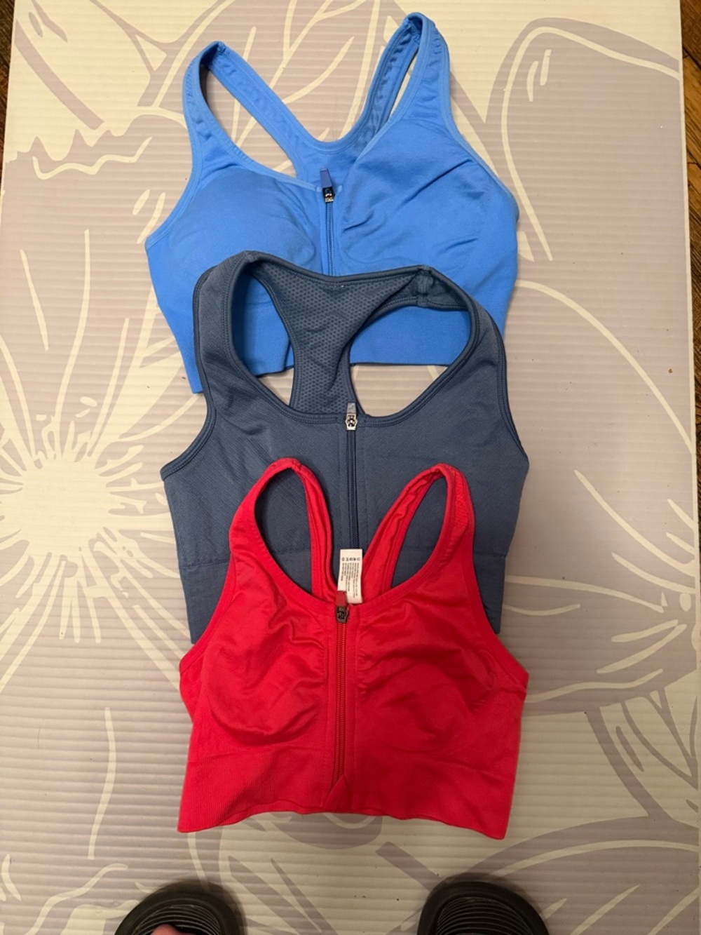 Lot of 3 Yogalicious Red Racerback Zip-Front Sports Bra